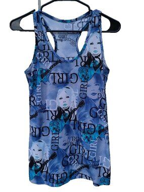 Vintage Y2K Racerback Tank Top Women's S Faces Girls Graphic Sleeveless Tee